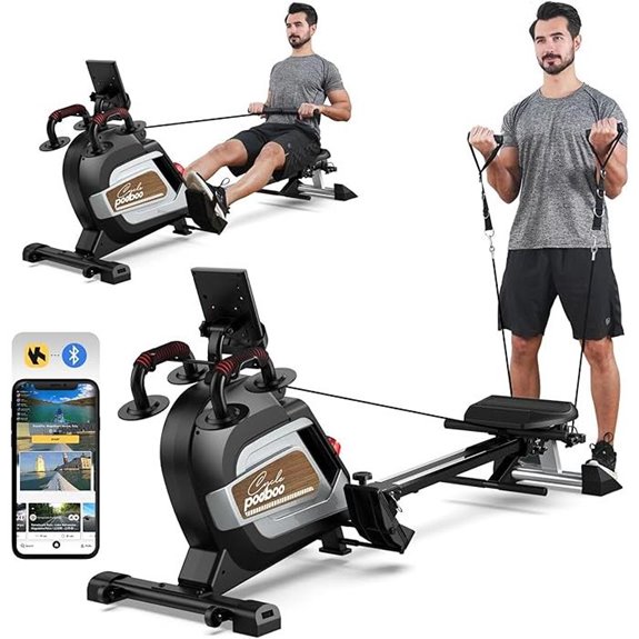 Pooboo Magnetic Folding Rowing Machine with Seat