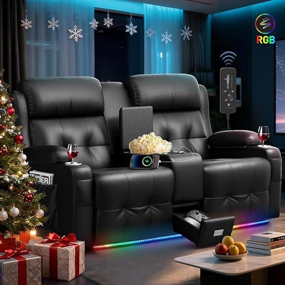 15 Best Home Theater Seating Options for the Ultimate Movie Night Experience 4 Loveseat Recliner Sofa with Massage LED USB
