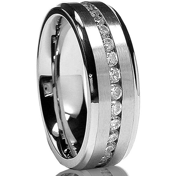 Metal Masters Men's Titanium Wedding Band with CZ
