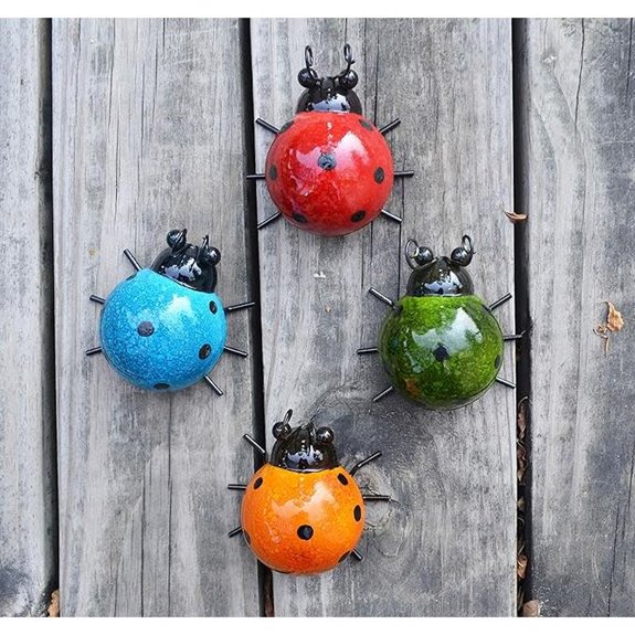 GIFTME 5 Metal Ladybug Garden Wall Art Set