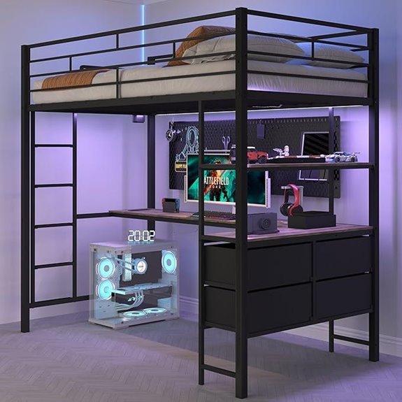 15 Best Loft Beds With Desks That Maximize Space and Style in 2026 17 VINGLI Metal Loft Bed with Desk Shelves & Lights