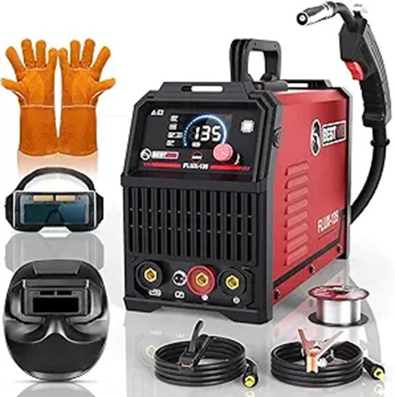 BESTMIG 135A MIG Welder with Helmet and Gloves