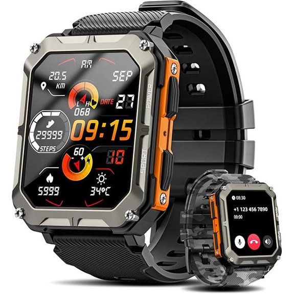 15 Best Rugged Smartwatches for Adventure and Durability in 2026 7 Military Smartwatch for Men with Heart Rate & Waterproof