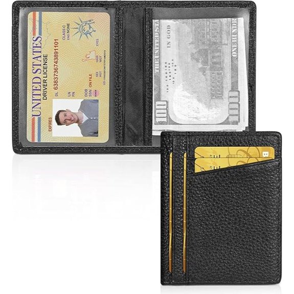 Unaone Minimalist Leather RFID Wallet with 8 Card Slots