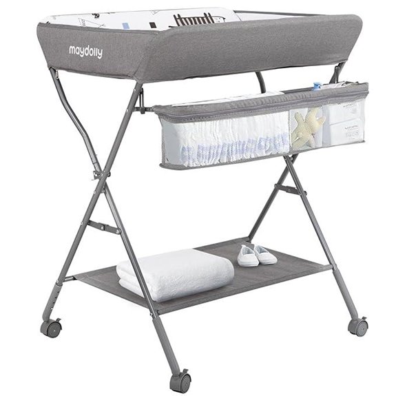 Portable Baby Changing Table with Wheels and Storage