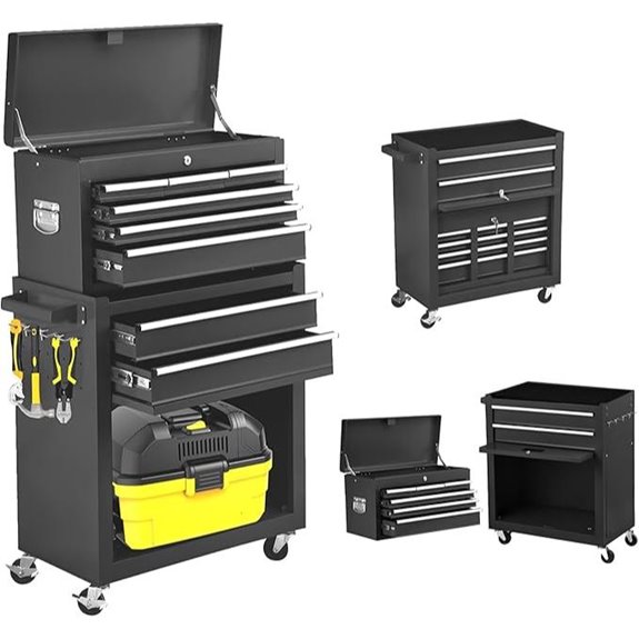8-Drawer Rolling Tool Chest with Detachable Cabinet