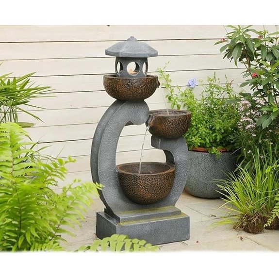 Outdoor Zen Water Fountain with Lights and Modern Design