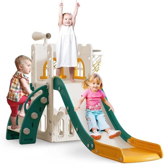 6-in-1 Toddler Playset with Slide Basketball & Storage
