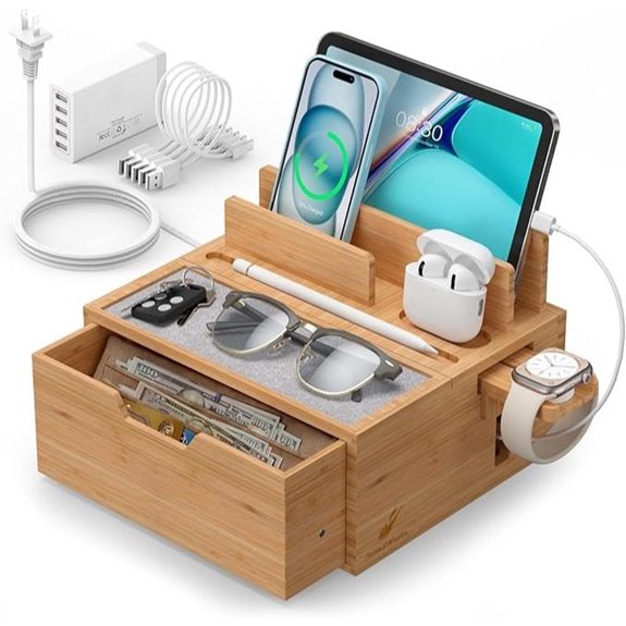 8 Best Multi-Device Charging Stations for VR Setup in 2026 6 Multi-Device Bamboo Charging Station with Cables