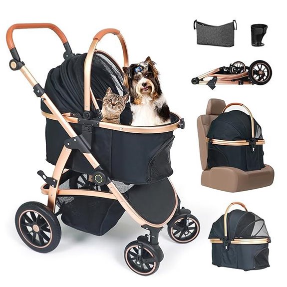 3-in-1 Pet Stroller for Small to Medium Dogs