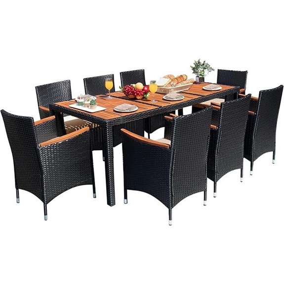 nine piece wicker dining set