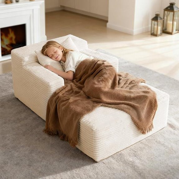 45'' Corduroy Lounge Chair with Sleeper Function