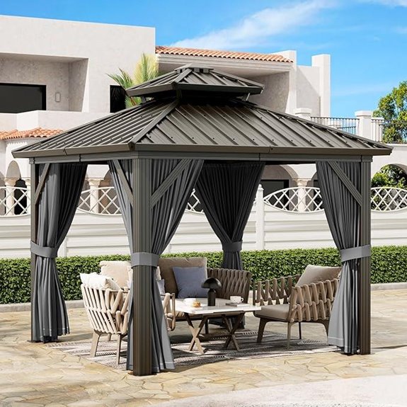15 Best Aluminum Pergolas for Stylish and Durable Outdoor Spaces 5 10'x10' Heavy Duty Aluminum Gazebo with Curtains