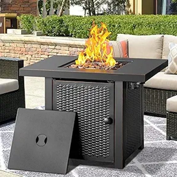 32-Inch Outdoor Gas Fire Pit Table with Drink Holders