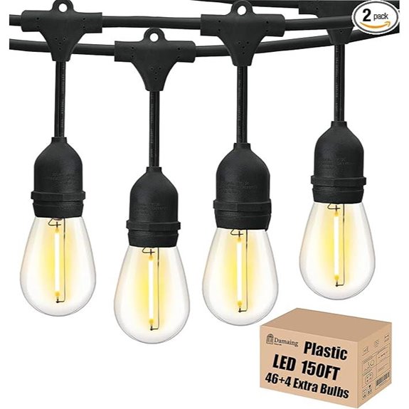 DAMAING LED Outdoor String Lights 150FT 2-Pack