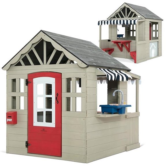 15 Best Outdoor Wooden Playhouses for Kids That Are Safe and Durable 10 Delta Children MySize Outdoor Playhouse with Sink