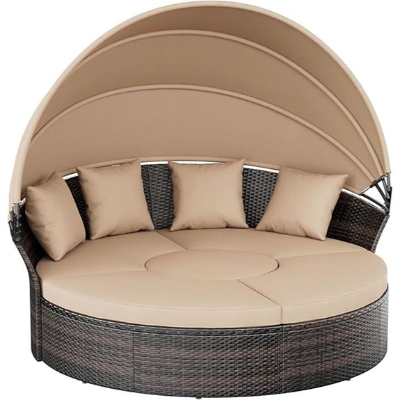 Crownland Round Outdoor Daybed with Retractable Canopy