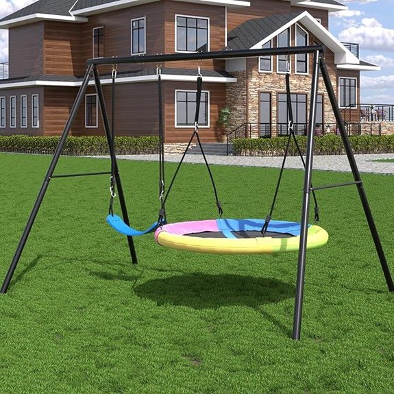 15 Best Large Backyard Swing Sets for Fun and Durability 4 EROMMY Outdoor Saucer Swing Set with Frame