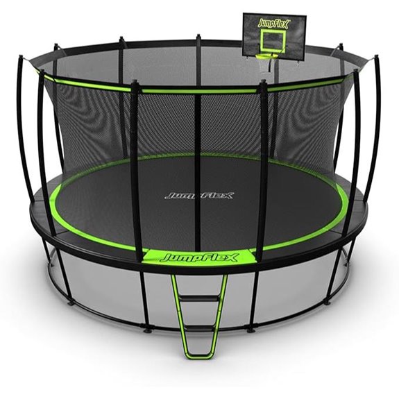 JumpFlex Hero Round Outdoor Trampoline with Safety Enclosure
