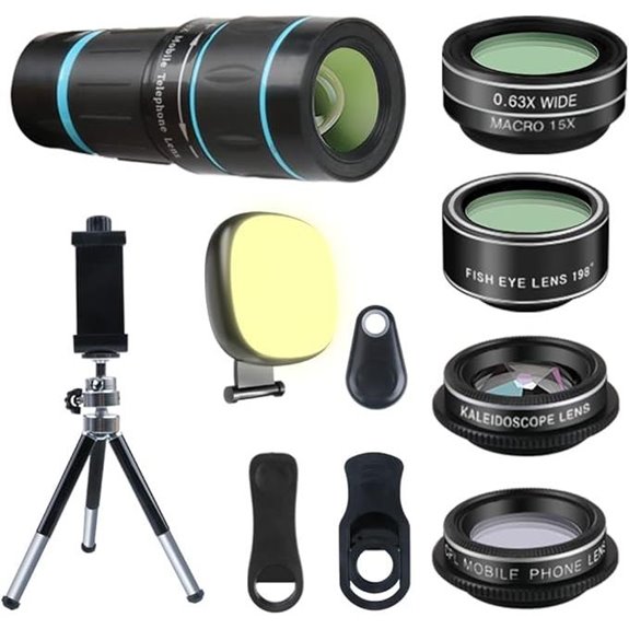 Phone Camera Lens Kit with LED Tripod & Remote