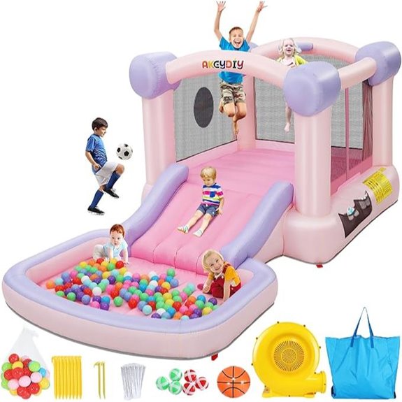 AKEYDIY Inflatable Bounce House for Kids (Pink Macaron)