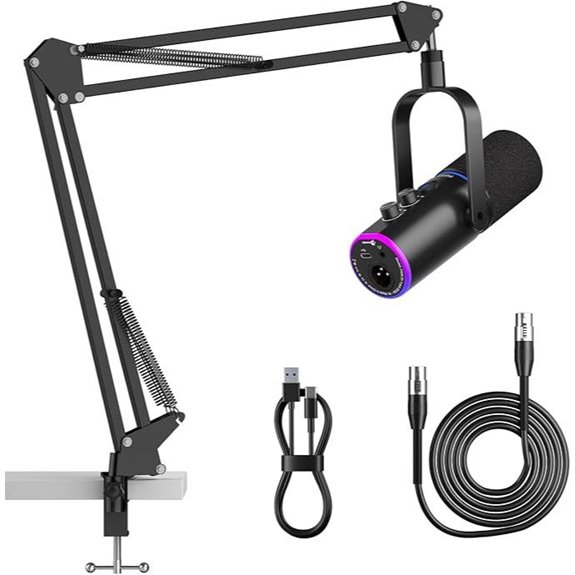 XLR/USB Podcast Microphone with Boom Arm and Effects