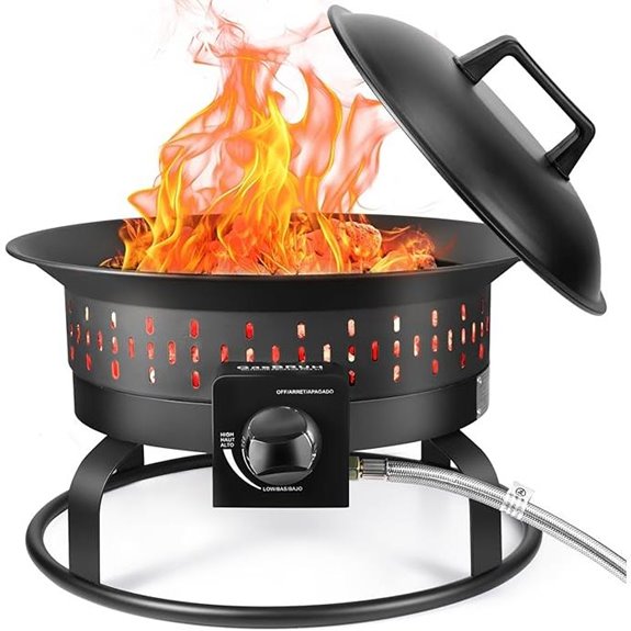 Portable 19-Inch Propane Fire Pit with Cover & Handle