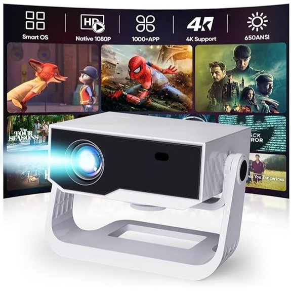 Portable 4K WiFi Bluetooth Projector with Auto Keystone