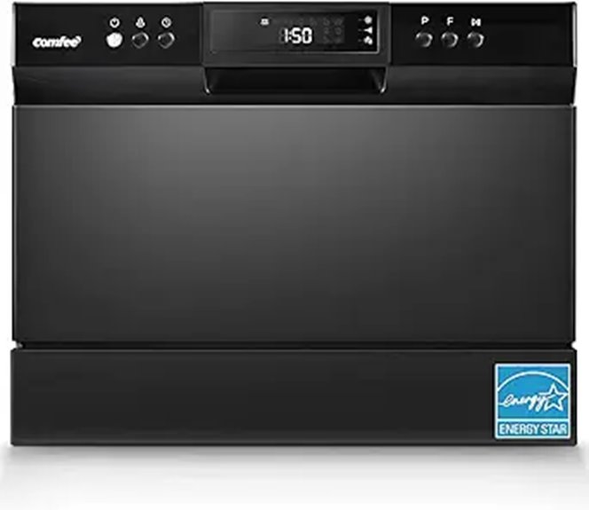 COMFEE Countertop Portable Dishwasher 6 Settings Black