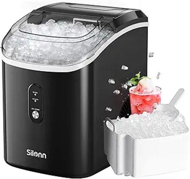 Silonn Nugget Ice Maker 33lbs/24H Portable Black