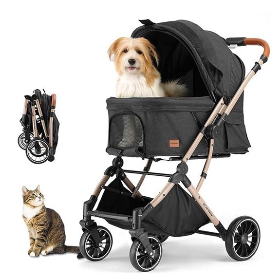 EchoSmile Foldable Pet Stroller for Medium Dogs