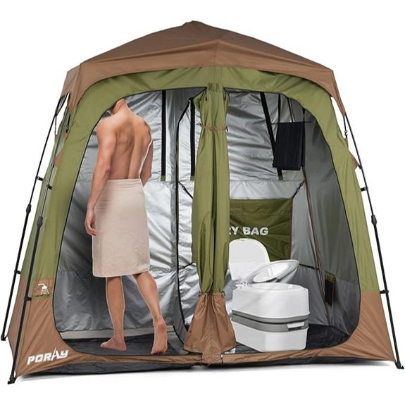 Camping Shower Tent with Floor Drain and Stakes