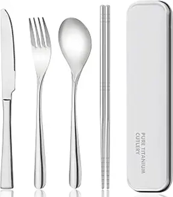 Titanium Travel Tableware Set with Case