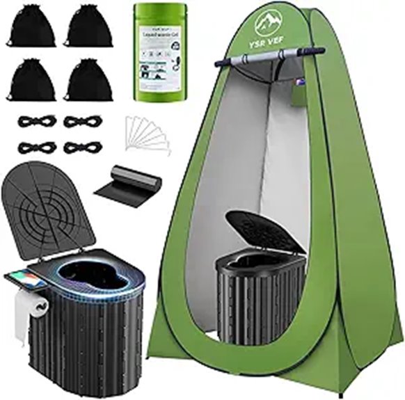 Portable Camping Toilet with Privacy Tent and Gel