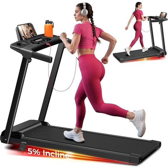 Portable Incline Treadmill with Handles and LED Display
