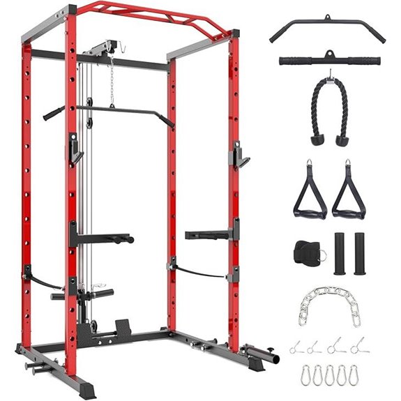 GarveeLife Power Cage with Lat Pulldown and Accessories