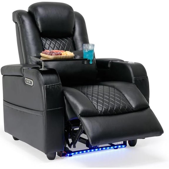Home Theater Recliner with Lights Lumbar Tray Power