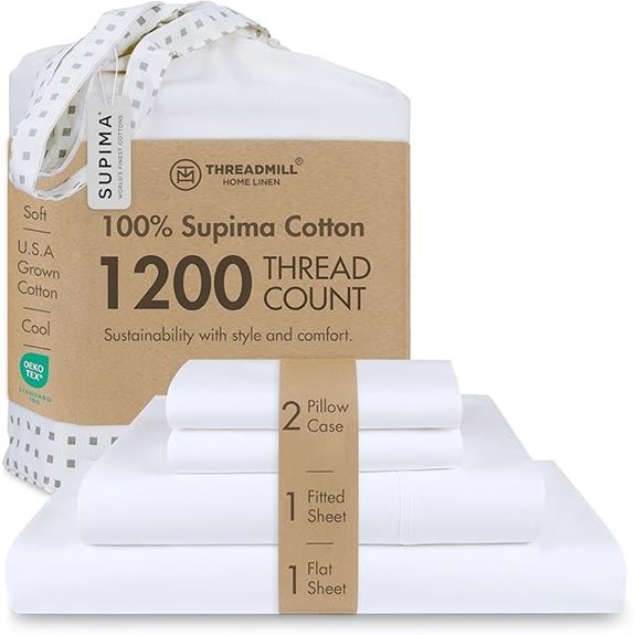 Threadmill Supima Cotton King Sheets Set (1200 TC)