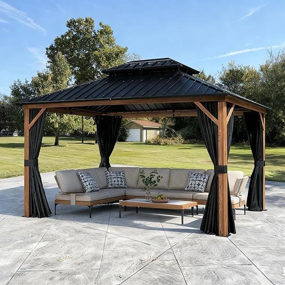 15 Best Hardtop Gazebos for Durability and Style in 2026 6 PURPLE LEAF 10x12 Hardtop Aluminum Gazebo with Curtains