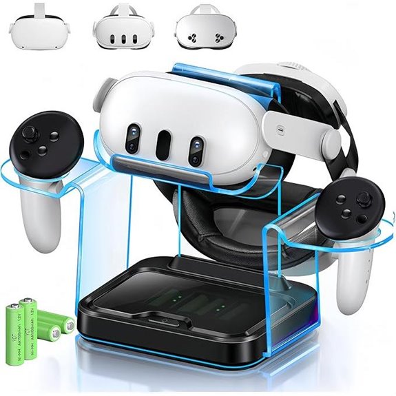VR Headset Charging Dock for Meta Quest 2/3 with Batteries
