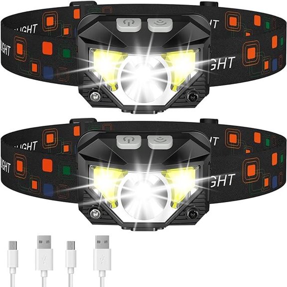 LHKNL Rechargeable LED Headlamp 2-Pack with Multiple Modes