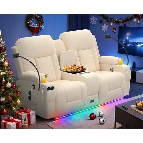 15 Best Home Theater Seating Options for the Ultimate Movie Night Experience 8 Reclining Loveseat Sofa with Console USB & Storage