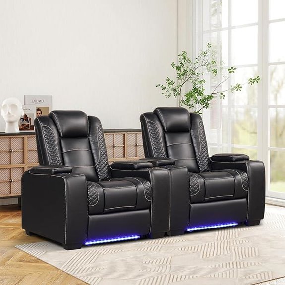 15 Best Home Theater Seating Options for the Ultimate Movie Night Experience 6 ANJ Power Home Theater Recliner Set with LED Lights