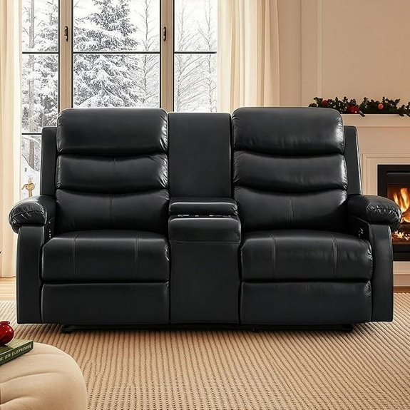 15 Best Home Theater Seating Options for the Ultimate Movie Night Experience 5 Reclining Loveseat Sofa with Center Console and Cup Holders