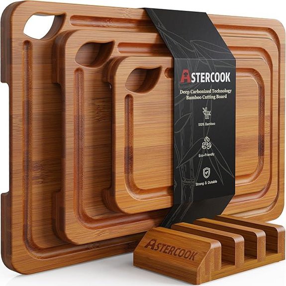 15 Best Bamboo Cutting Boards for Knives in 2026 12 Astercook Reversible Bamboo Cutting Boards with Storage Stand