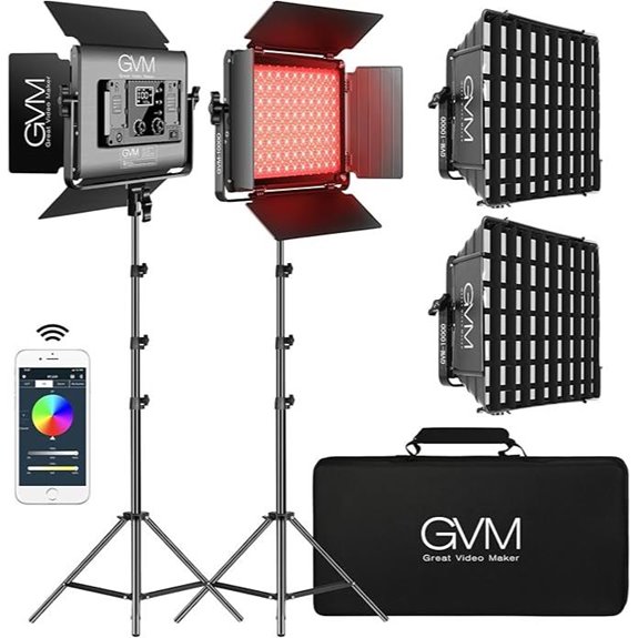 15 Best Lighting Kits for Filmmaking in 2026 12 GVM 1000D RGB Video Light Kit with Softboxes