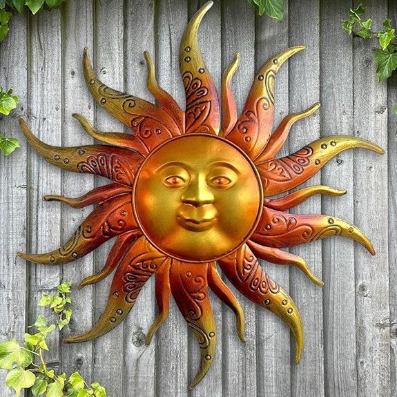 Rustic Metal Sun Wall Art Decor (17.3