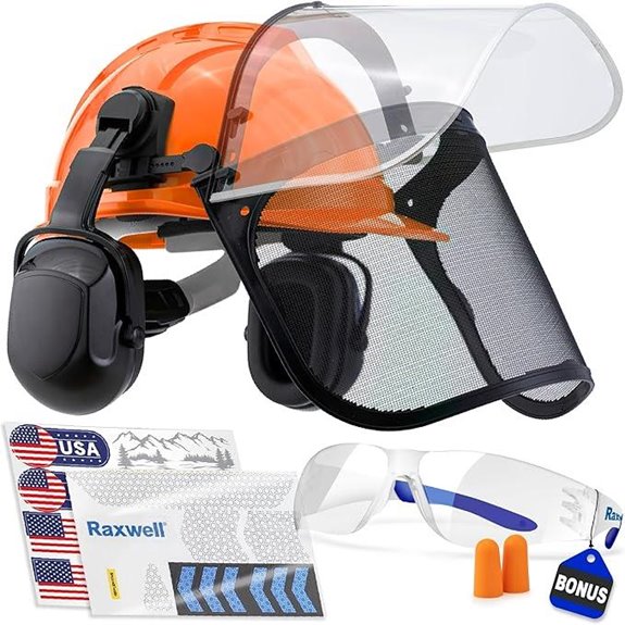 Raxwell Safety Helmet with Ear Muffs & Visors