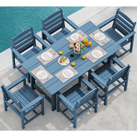 SERWALL 7-Piece Patio Dining Set with Umbrella Hole