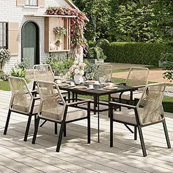 seven piece wicker patio set